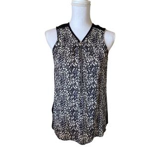 The Kooples animal print front zipper flowy top. High-low.  Small